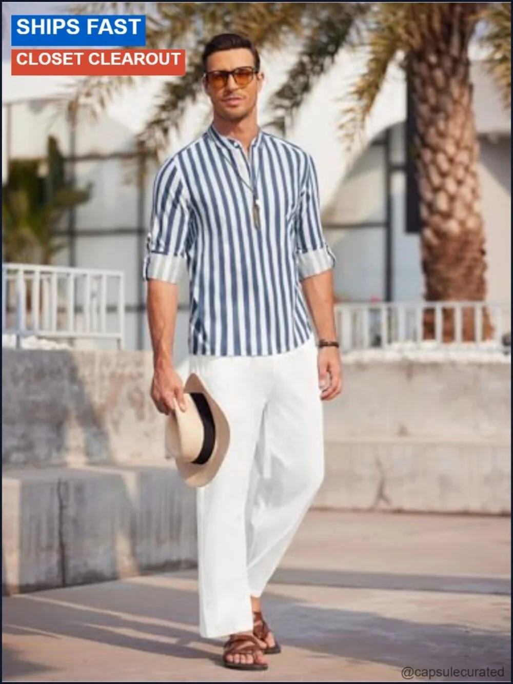 Men's 2 Piece Cotton Linen Set Casual Beach Outfits Long Sleeve